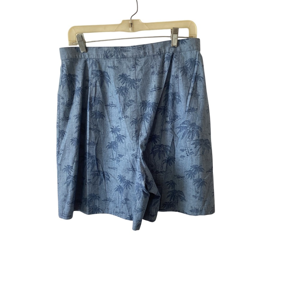 Liz Claiborne Lizwear Vintage Tropical Palm Tree Skort Blue Cotton Size 14